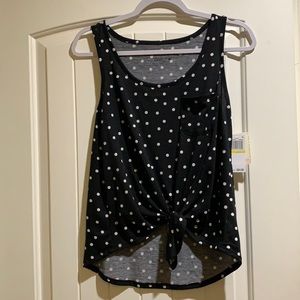 Rebellious One Polka Dot Blk/Whte Medium tank with tie knot NWT